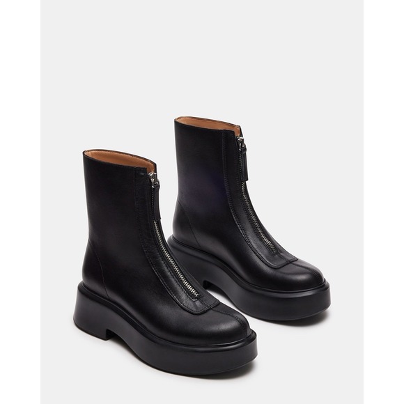 STEVE MADDEN Women's New Boots Size 7 M Black LEATHER Jones Monrow Zipper Combat - Picture 10 of 11